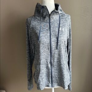 Women’s Under Armour HEATGEAR Heathered Blue Full-Zip Hoodie Size L